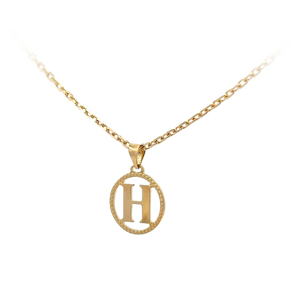字母 H 黄金吊坠