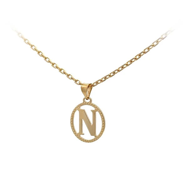 字母 N 黄金吊坠