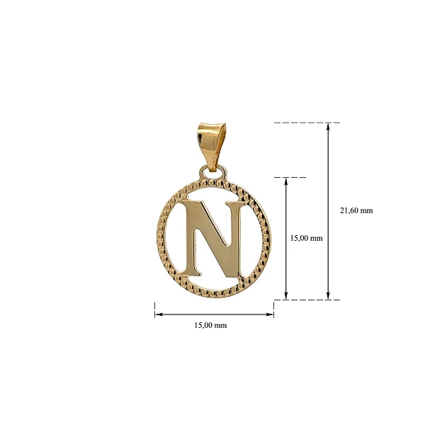 字母 N 黄金吊坠