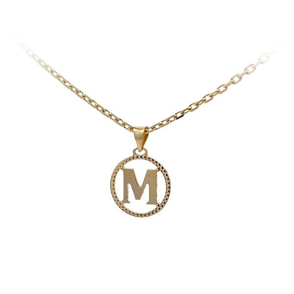 字母 M 黄金吊坠