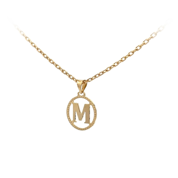 字母 M 黄金吊坠
