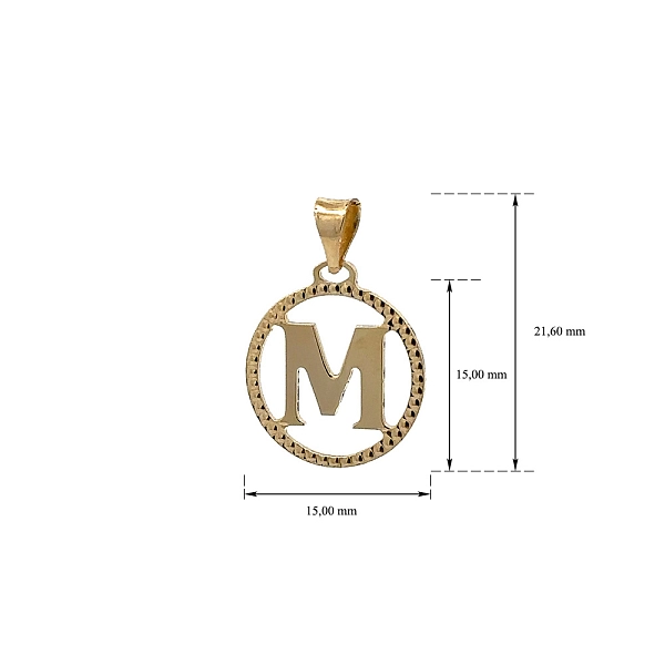 字母 M 黄金吊坠