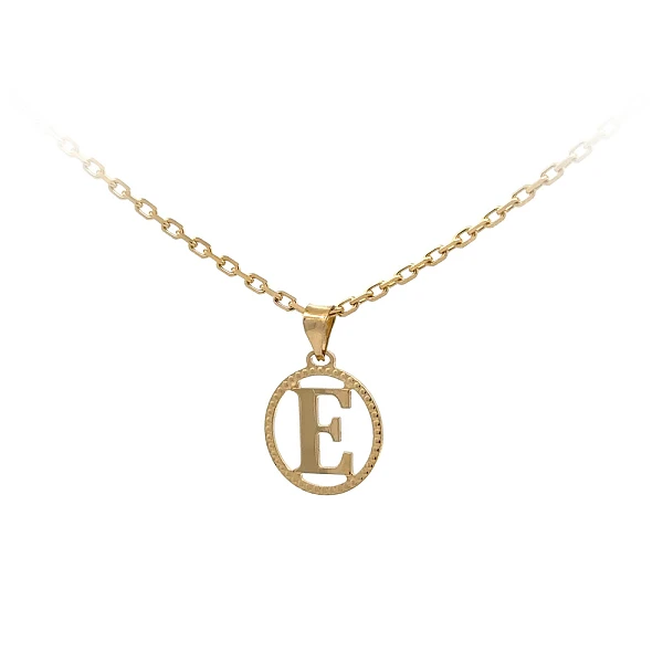 字母 E 黄金吊坠