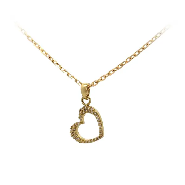 锆石心形金吊坠