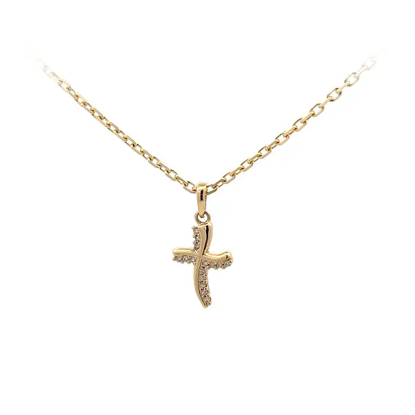 锆石十字架金吊坠