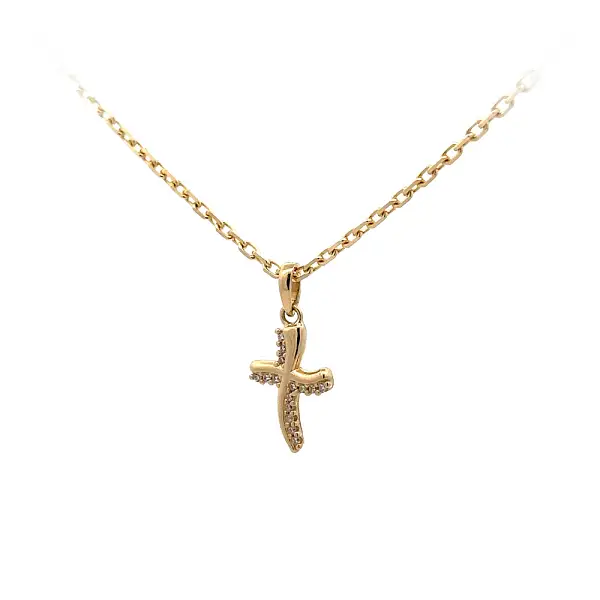 锆石十字架金吊坠