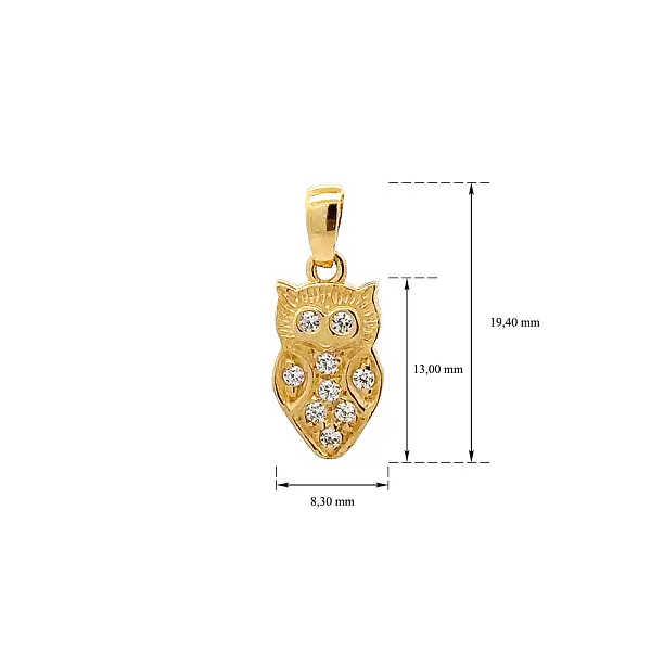 镶锆石的金色猫头鹰吊坠