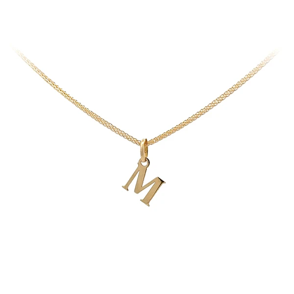 字母 M 黄金吊坠