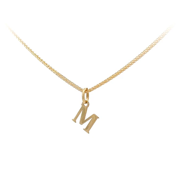 字母 M 黄金吊坠