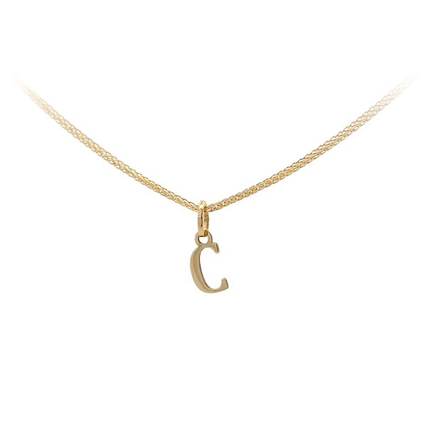 字母 C 黄金吊坠