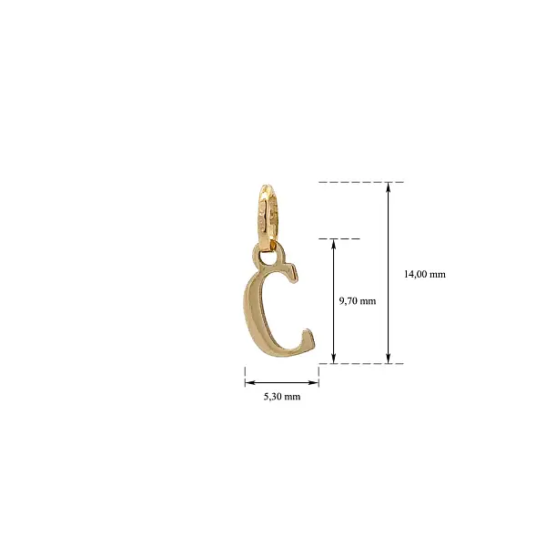 字母 C 黄金吊坠