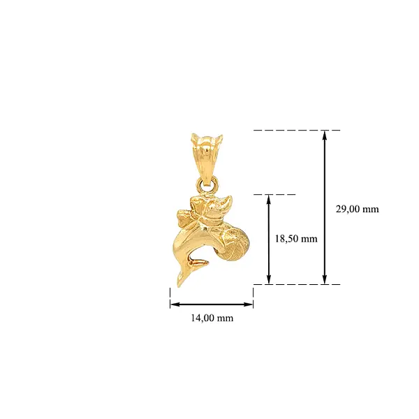带球的金色海豚吊坠