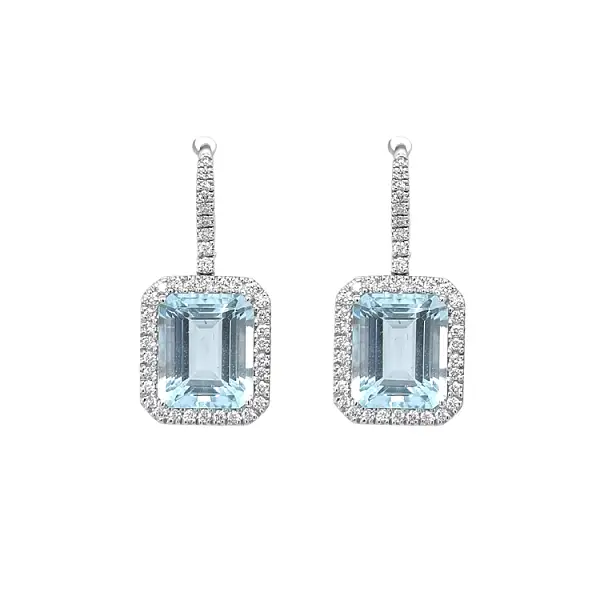 克里韦利镶海蓝宝石和钻石金耳环