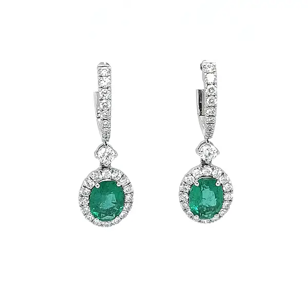 祖母绿和钻石黄金耳环