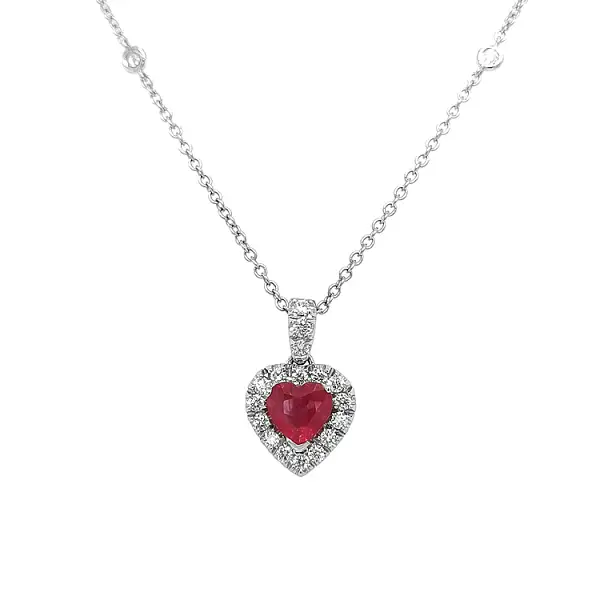 镶红宝石和钻石的黄金吊坠