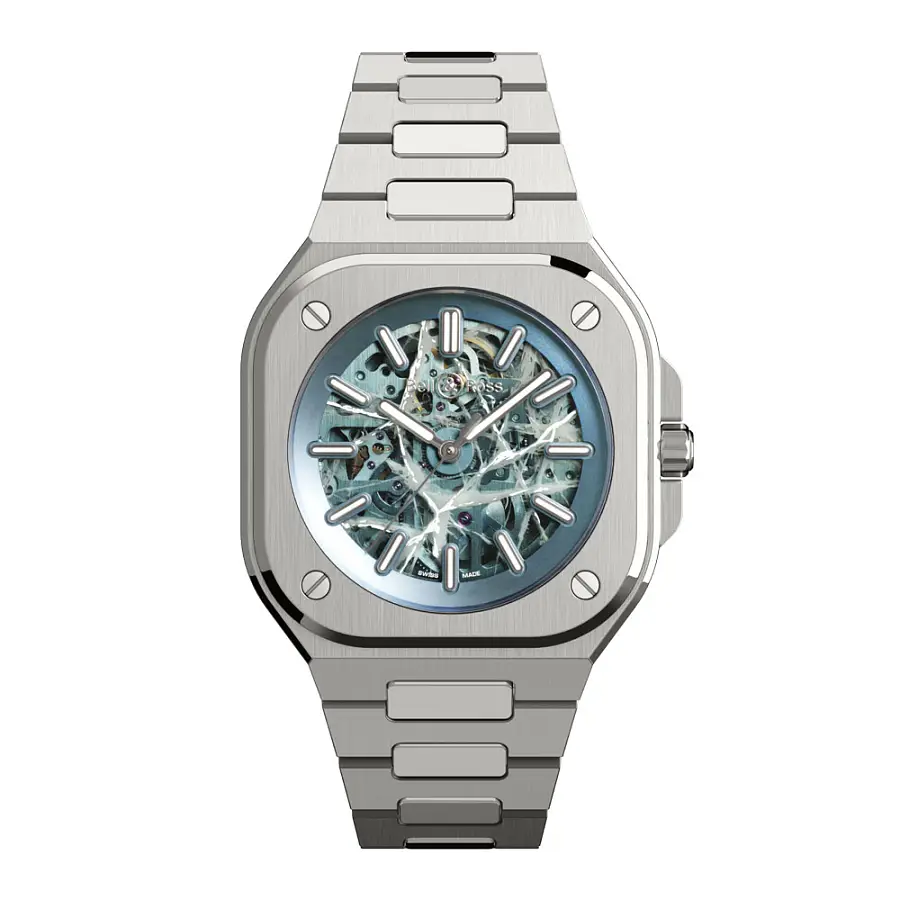 贝尔罗斯 BR-05 北极蓝色镂空腕表 BR05A-AB-SKST/SST