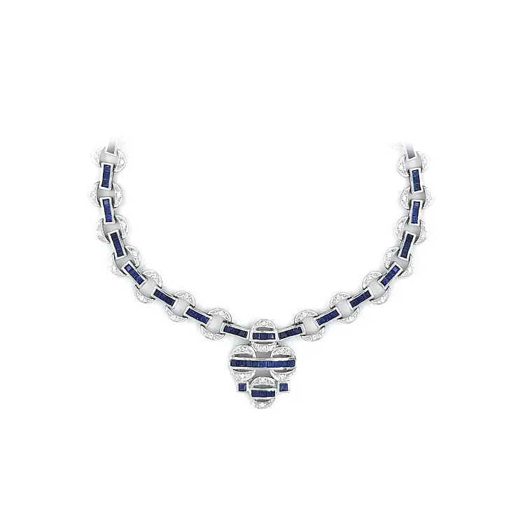 白金镶施华洛世奇水晶项链