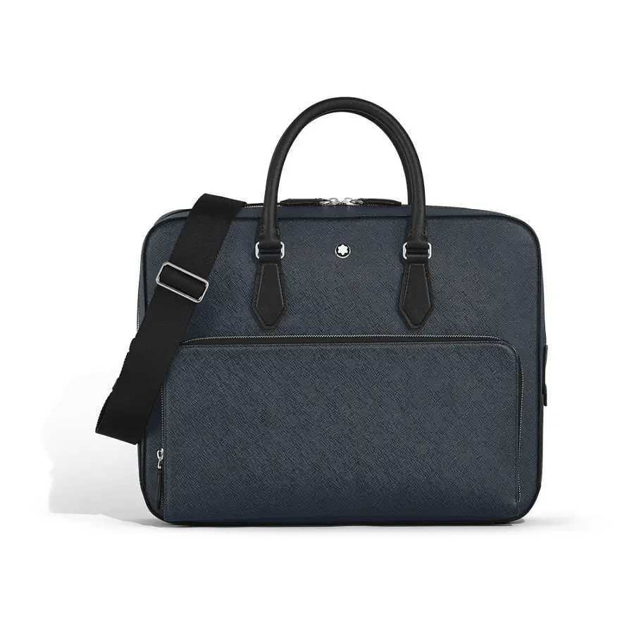Montblanc Sartorial 中号文件包（蓝色粗花呢）MB220332