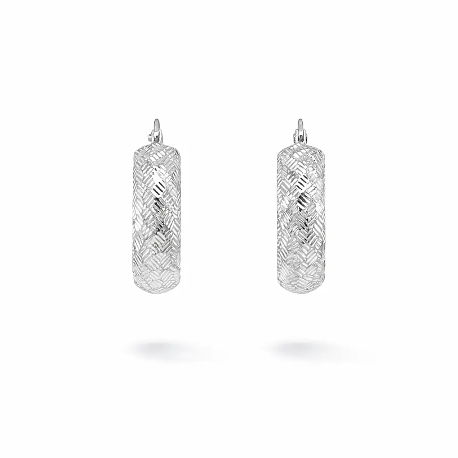 白金圆环耳环，刻纹表面