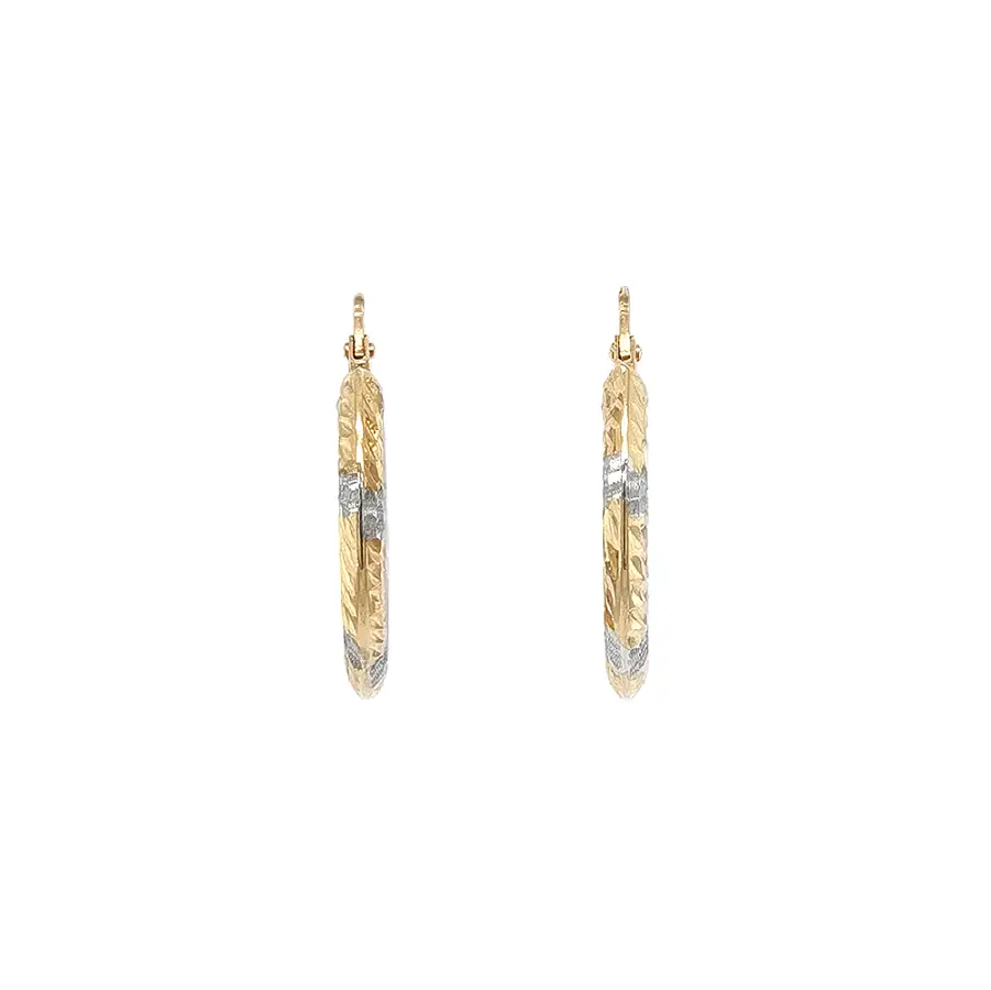 奢华双色黄金圈形耳环