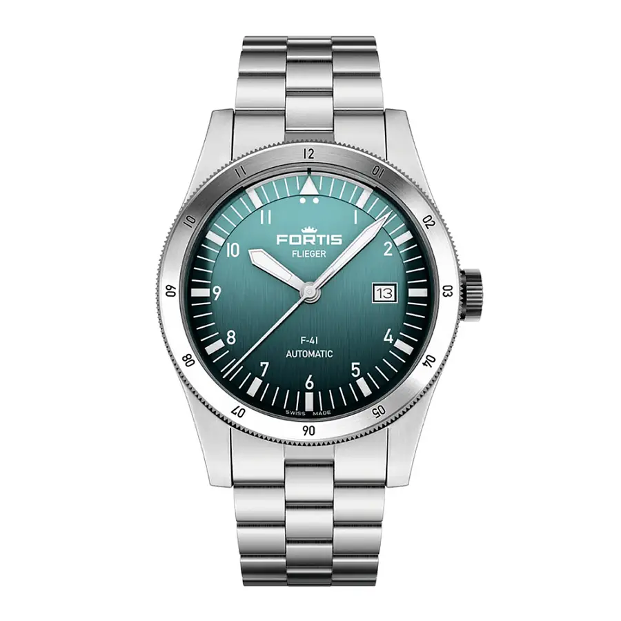 Fortis Flieger F-41 Petrol on Block Bracelet F4220021