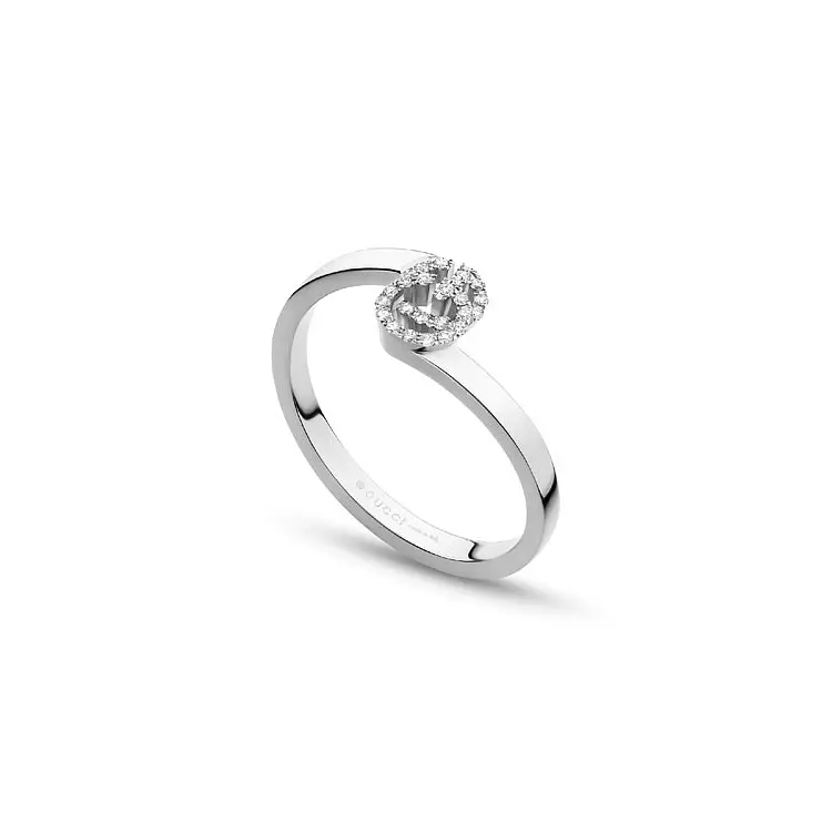 金质 Gucci GG Running 镶钻戒指