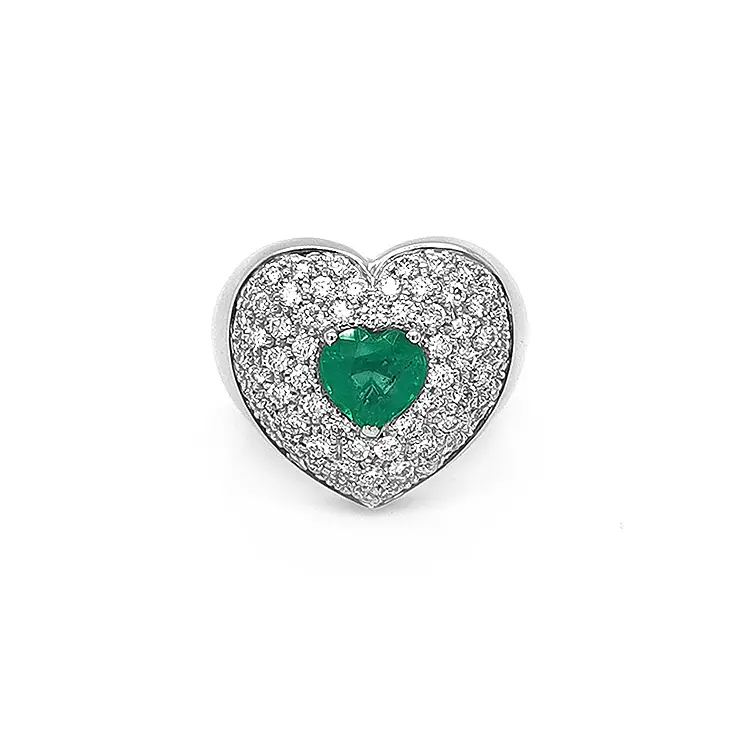 镶祖母绿和钻石的金戒指