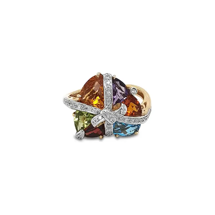 彩色半宝石金戒指