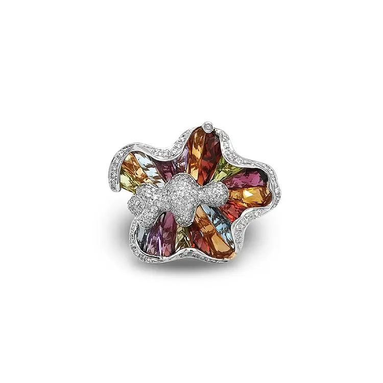 彩色半宝石金戒指