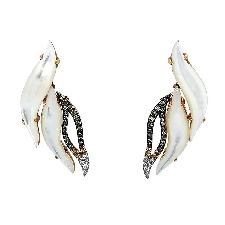 珍珠钻石金耳环