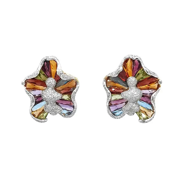 黄金耳环 半宝石和钻石