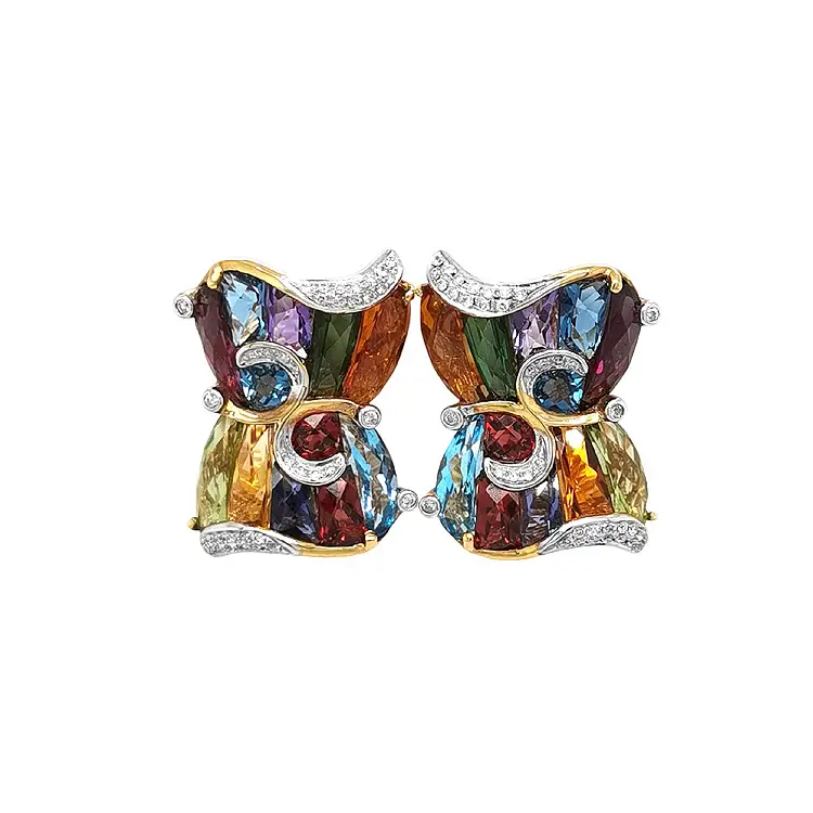 黄金耳环 半宝石和钻石