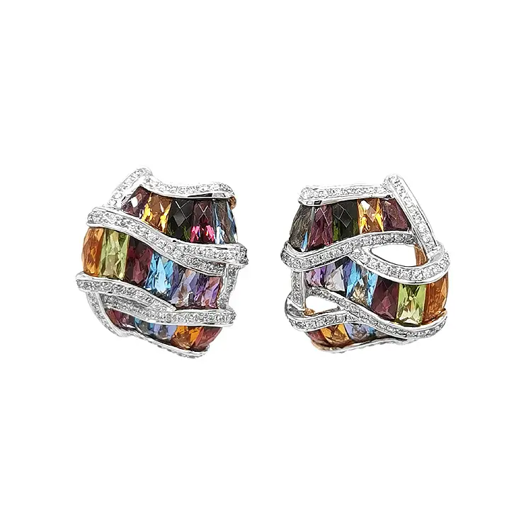 黄金耳环 半宝石和钻石