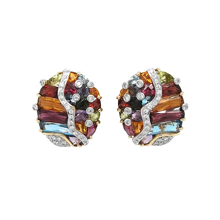 黄金耳环 半宝石和钻石