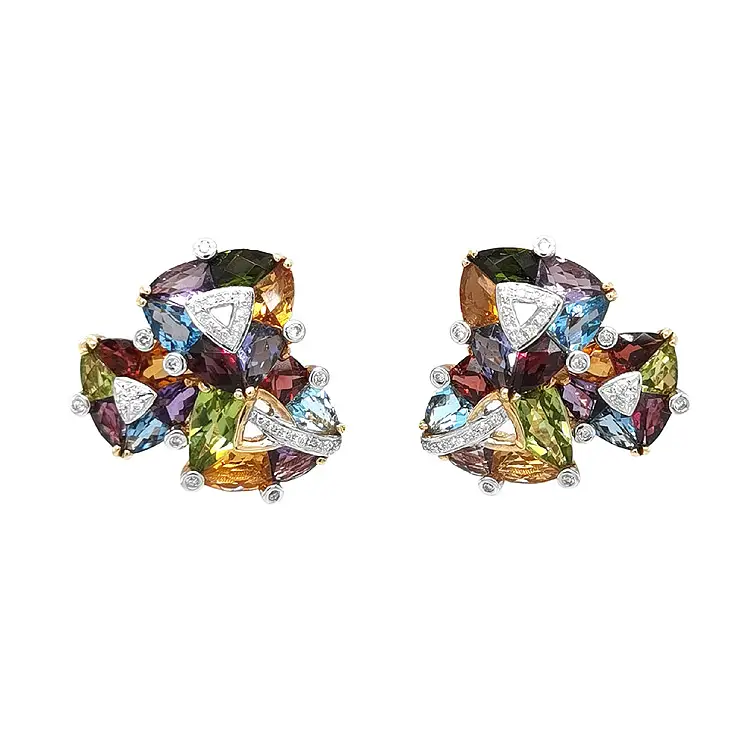 黄金耳环 半宝石和钻石