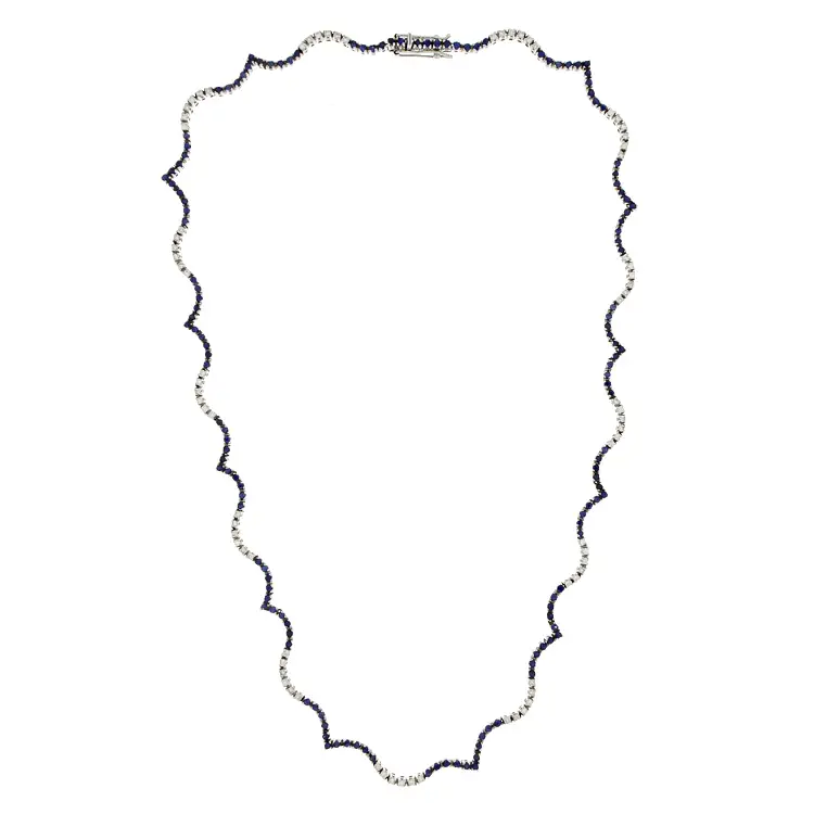 蓝宝石和钻石金项链