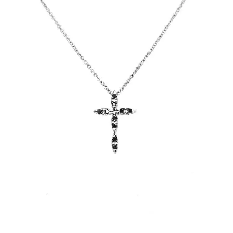 黑钻十字架金吊坠