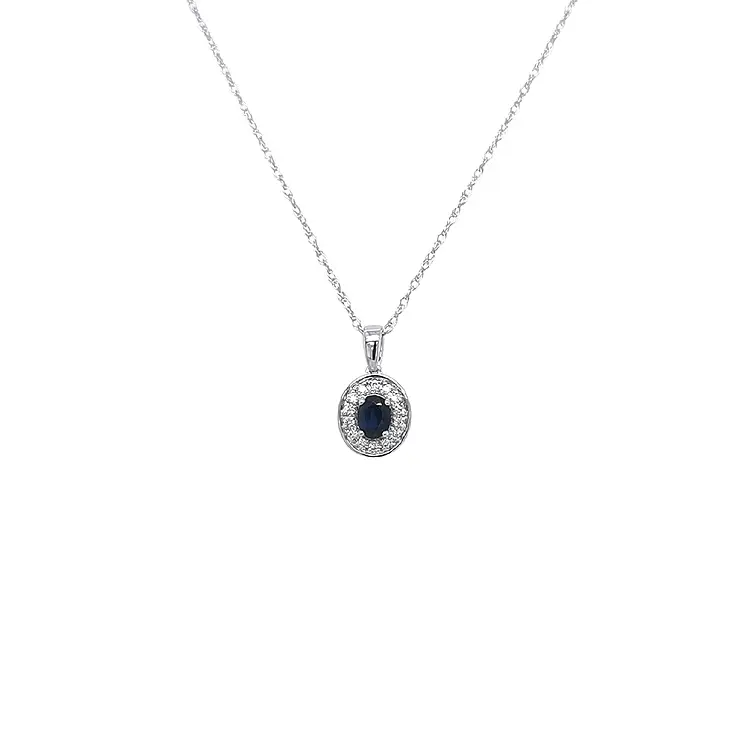 镶蓝宝石和钻石的黄金吊坠