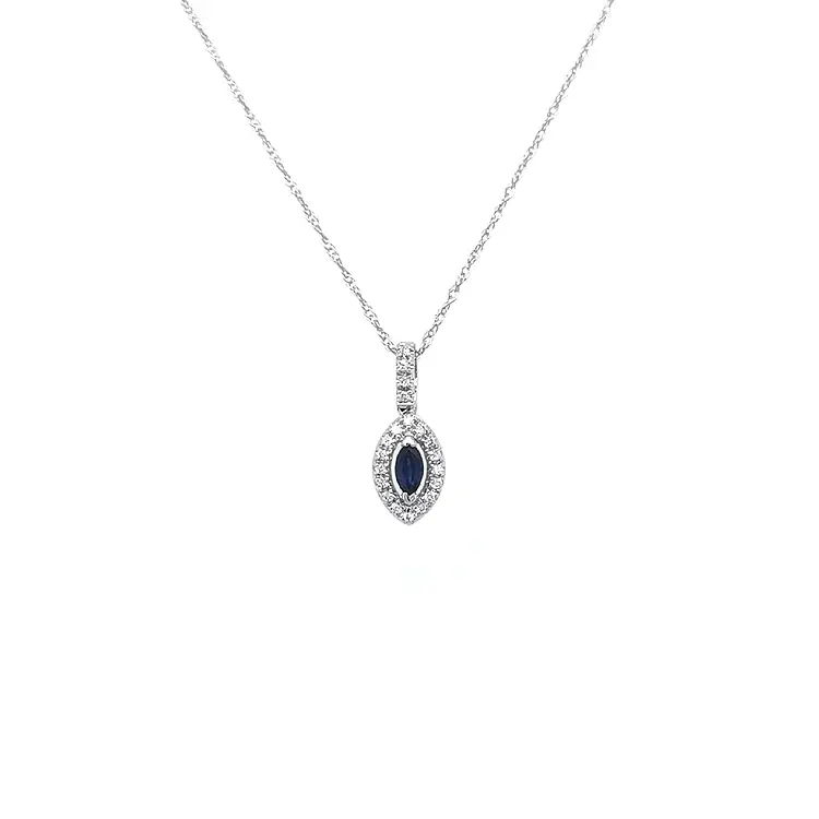 镶蓝宝石和钻石的黄金吊坠