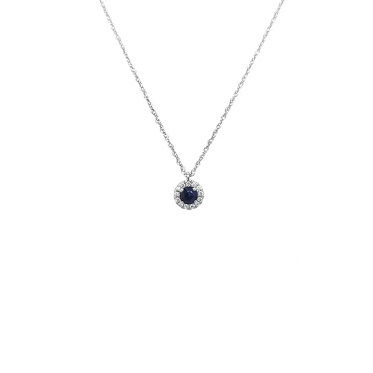 镶蓝宝石和钻石的黄金吊坠