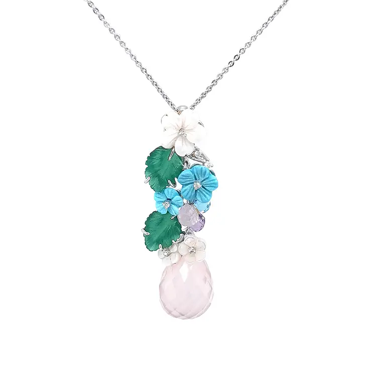 黄金吊坠 半宝石和钻石