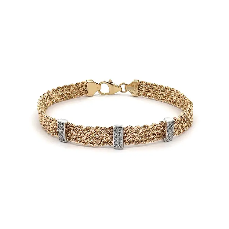 镶锆石黄金女士手链