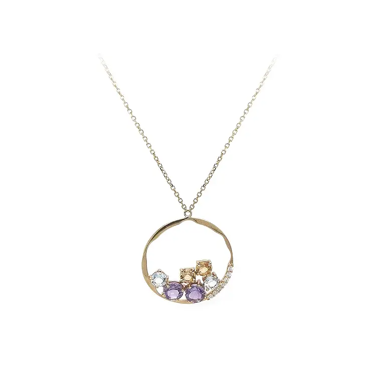 彩色宝石金项链