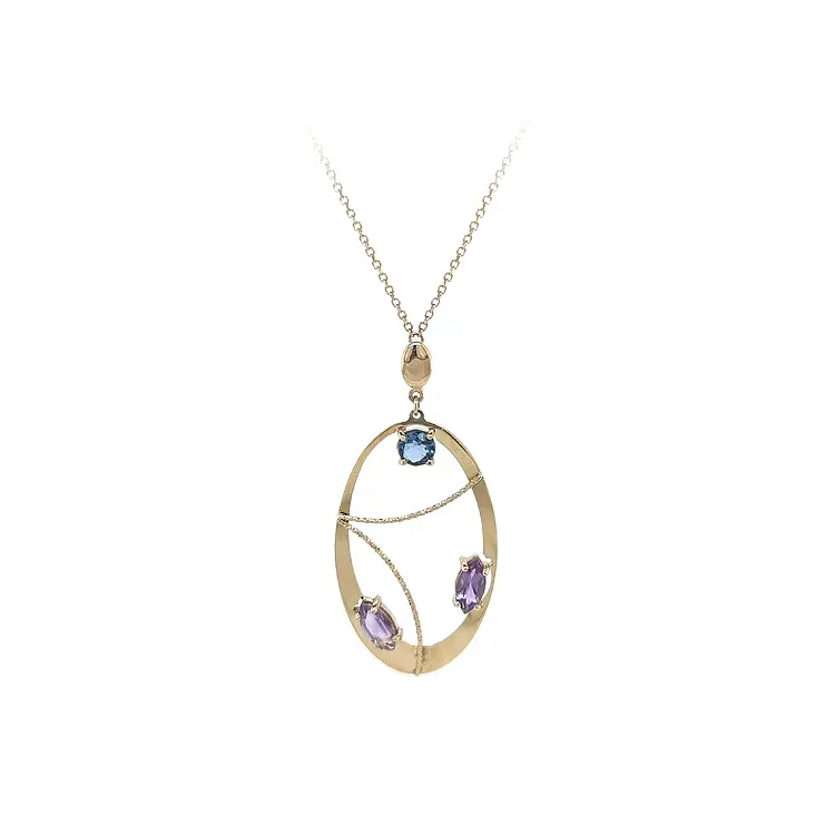 彩色宝石金项链