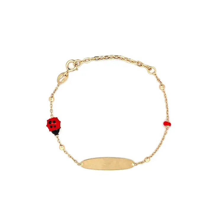 带刻字板的金色婴儿手镯