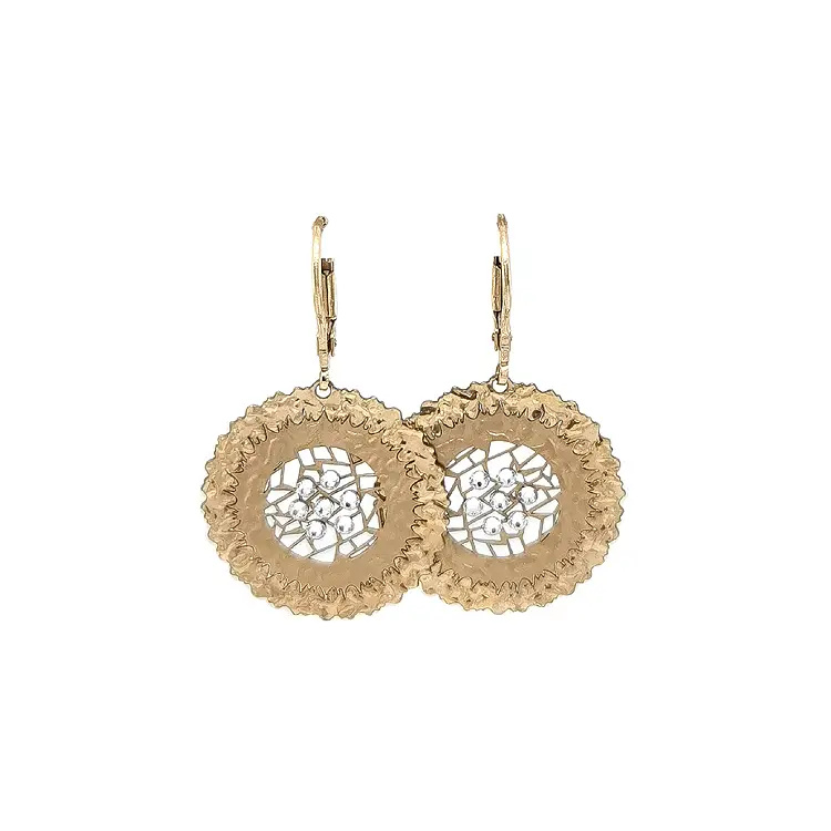 锆石金吊坠耳环