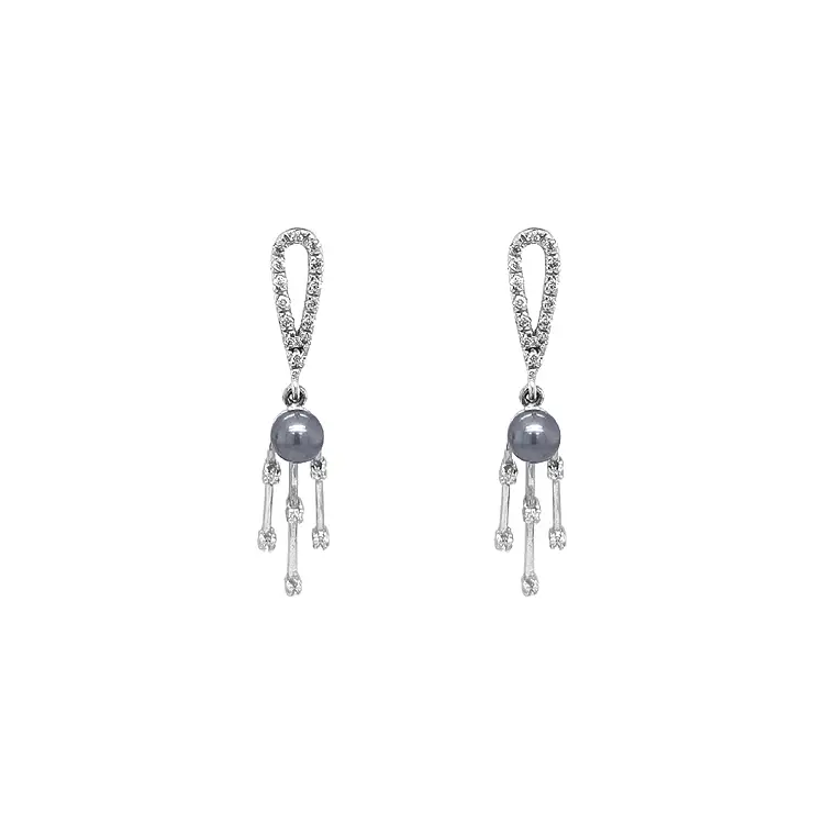 锆石金珍珠耳环