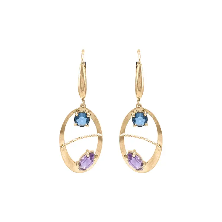 锆石金吊坠耳环