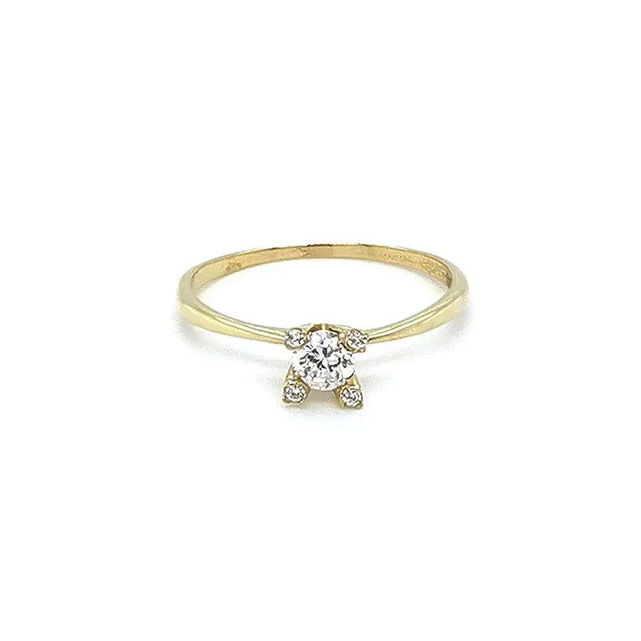 锆石黄金订婚戒指