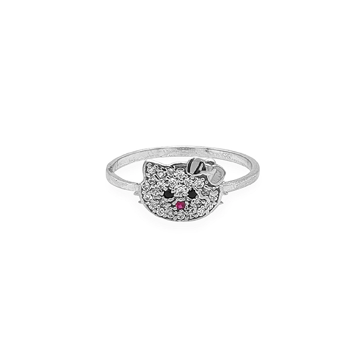 镶锆石的 Hello Kitty 金戒指
